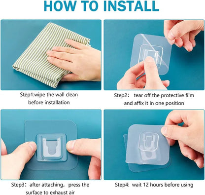 Double-Sided Adhesive Wall Hooks - 10pcs