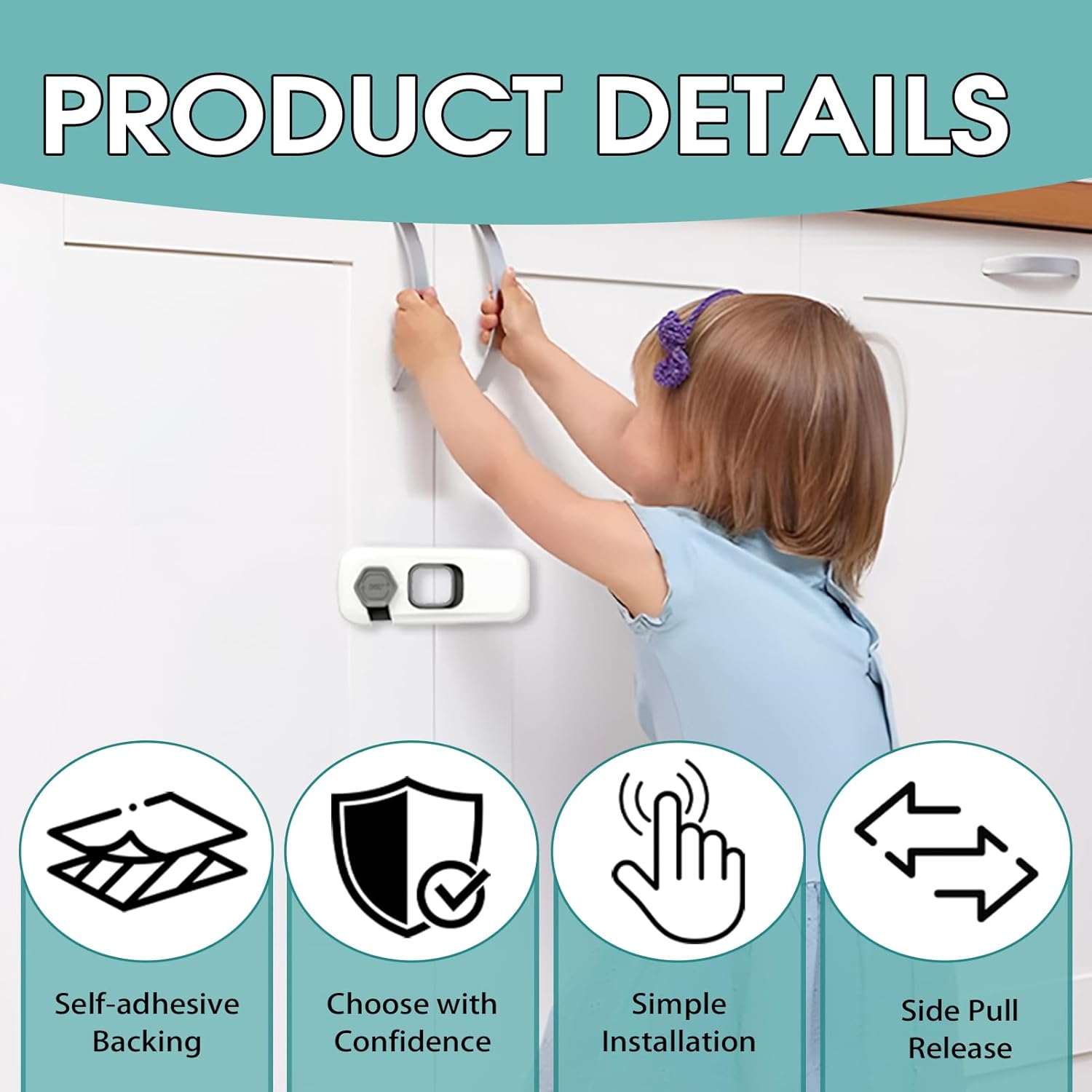 Child Safety Fridge & Cabinet Lock (Adhesive)