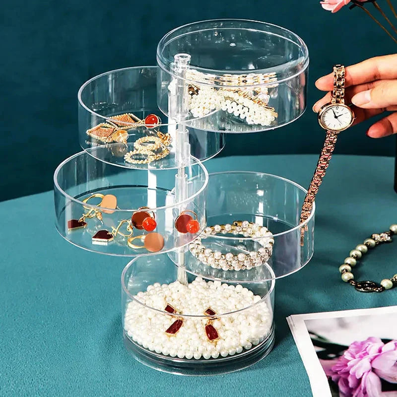 360° Rotating Acrylic Jewelry Storage Box 4 Layer