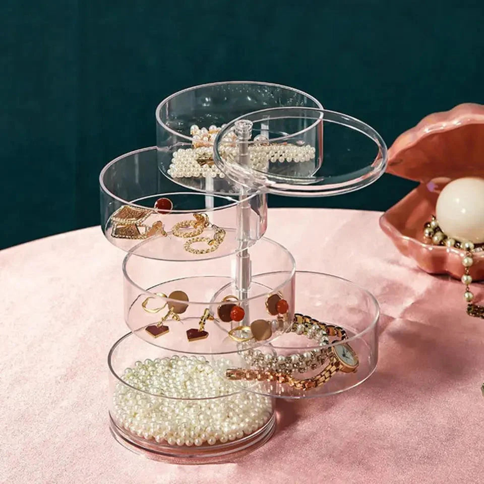 360° Rotating Acrylic Jewelry Storage Box 4 Layer
