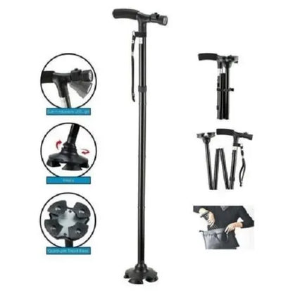 Foldable Walking Cane with LED Light