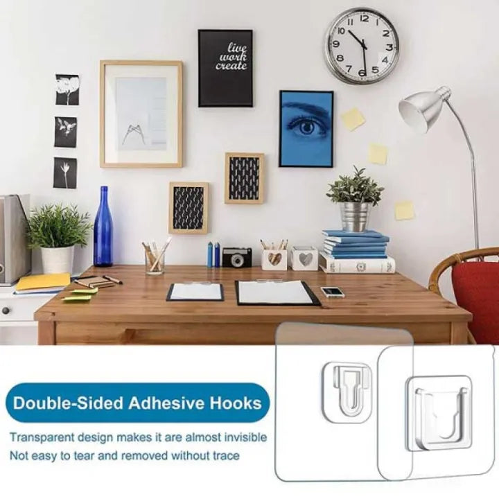 Double-Sided Adhesive Wall Hooks - 10pcs